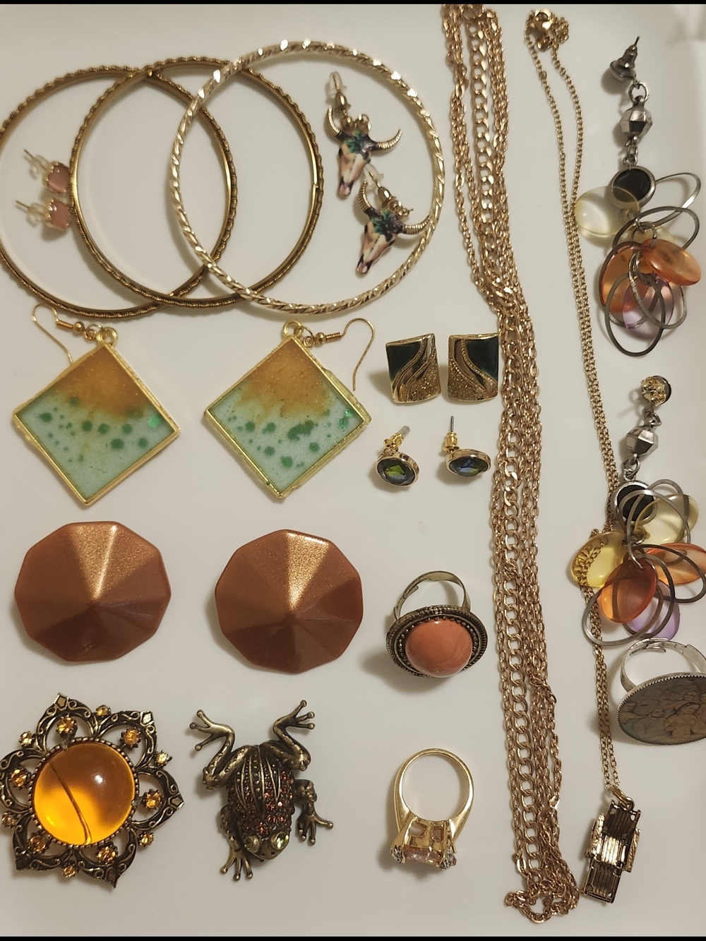 Orange And Green Jewelry Lot - Vintage To Modern